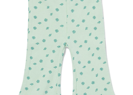flared baby leggings with ribs light green