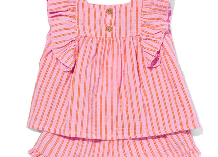 baby clothing set shirt and pants muslin stripes pink