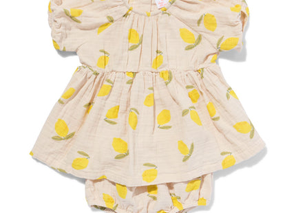 baby kledingset jurk en broekje mousseline citroenen perzik