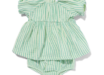 baby kledingset jurk en broekje mousseline strepen groen