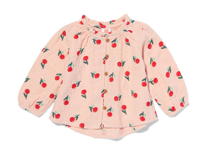 babyblouse mousseline bloemen lichtroze