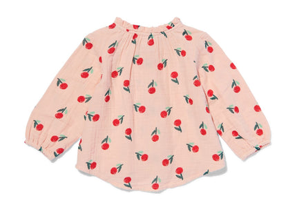 babyblouse mousseline bloemen lichtroze