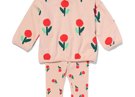 baby kledingset sweater en legging bloemen lichtroze