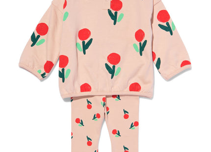 baby kledingset sweater en legging bloemen lichtroze