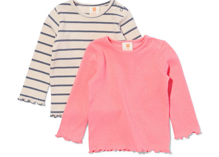 baby T-shirts strepen - 2 stuks roze