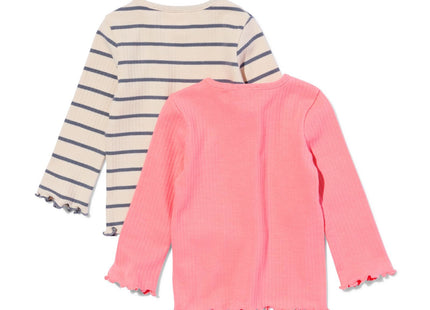 baby T-shirts strepen - 2 stuks roze