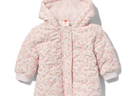 baby quilted jacket with hood flowers ecru