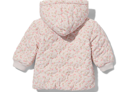 baby quilted jacket with hood flowers ecru