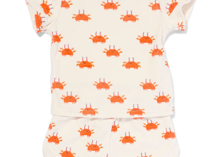 baby kledingset badstof t-shirt en short krabben ecru