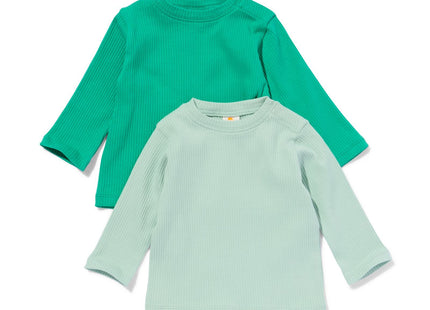 baby shirts rib - 2 stuks groen