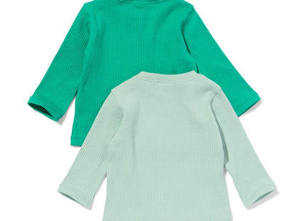 baby shirts rib - 2 stuks groen