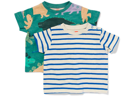 baby t-shirts with dino and stripes - 2 pieces green