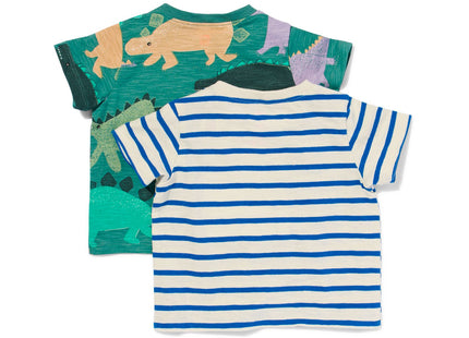 baby t-shirts with dino and stripes - 2 pieces green
