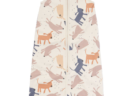 baby sleeping bag sleeveless cotton dogs beige