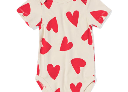 romper stretch cotton with hearts red