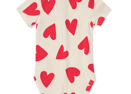 romper stretch cotton with hearts red