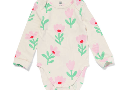 meegroei romper rib bamboe met stretch bloemen multi