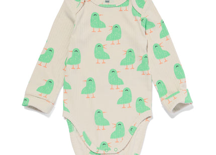 meegroeiromper rib met bamboe stretch kuikens beige