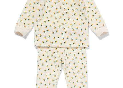 baby pyjama velours bloemen gebroken wit