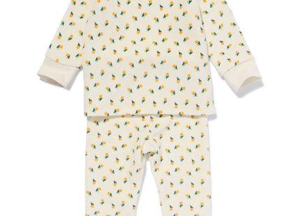 baby pyjama velours bloemen gebroken wit