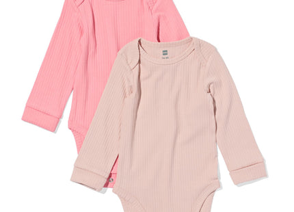 2-pak rompers bamboe rib roze