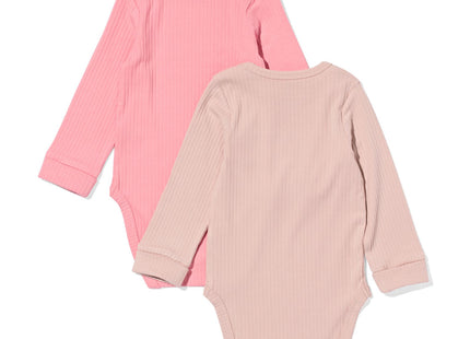 2-pak rompers bamboe rib roze