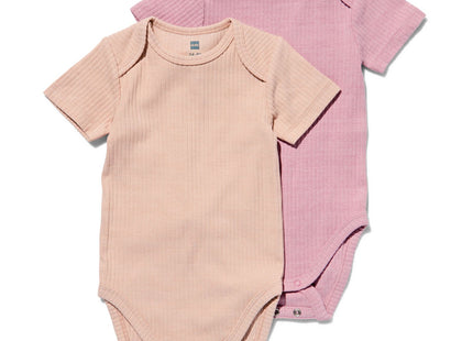 meegroei rompers rib met bamboe stretch - 2 stuks roze