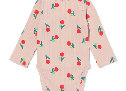 newborn meegroei overslagromper rib met bamboe stretch bloemen lichtroze