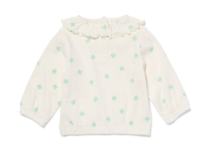 newborn t-shirt rib met ruffles gebroken wit