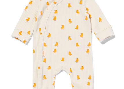 newborn meegroei jumpsuit rib met bamboe stretch eendjes gebroken wit