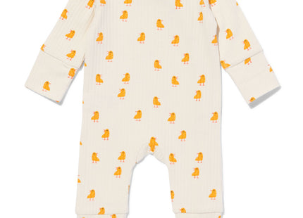 newborn meegroei jumpsuit rib met bamboe stretch eendjes gebroken wit