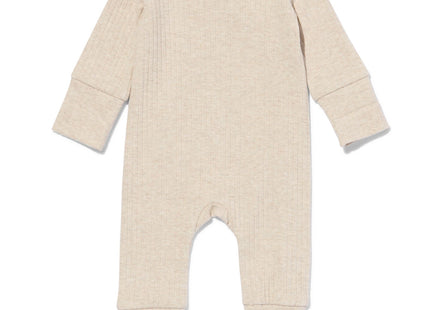 newborn meegroei overslagromper rib met bamboe stretch  zand