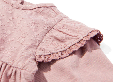 newborn top met borduur mauve