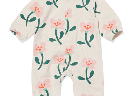 Newborn jumpsuit sweat with flowers ecru