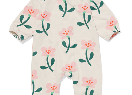 Newborn jumpsuit sweat with flowers ecru