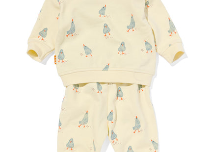 newborn kledingset sweater en broek eendjes lichtgeel