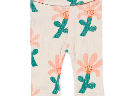 Newborn grow-along leggings rib with bamboo flowers ecru