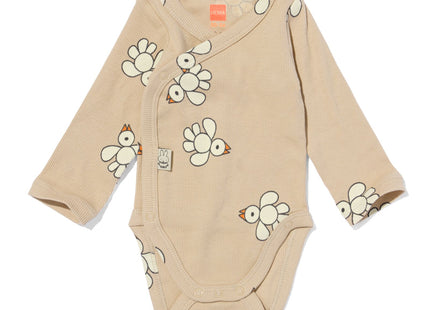 Miffy newborn grow-along romper rib stretch light brown