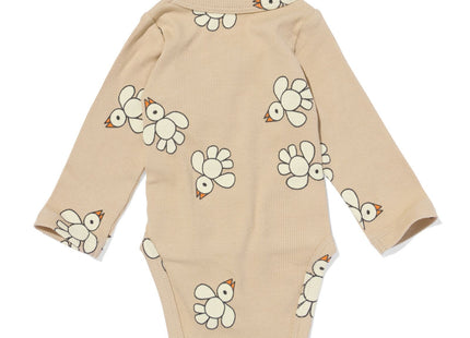 Miffy newborn grow-along romper rib stretch light brown