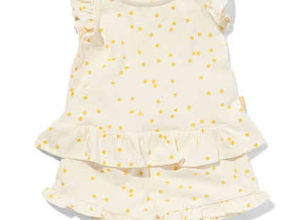 Newborn clothing set shirt and shorts flowers light yellow