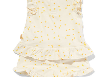 Newborn clothing set shirt and shorts flowers light yellow