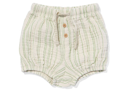 Newborn puff pants muslin stripes green