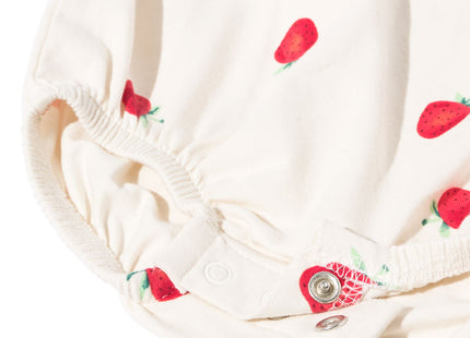newborn jumpsuit aardbeien gebroken wit
