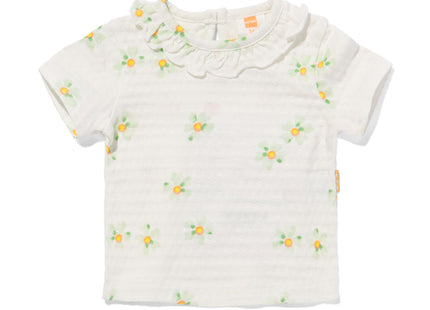 newborn t-shirt rib bloemen gebroken wit