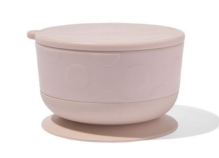 bowl with removable suction cup and beige lid