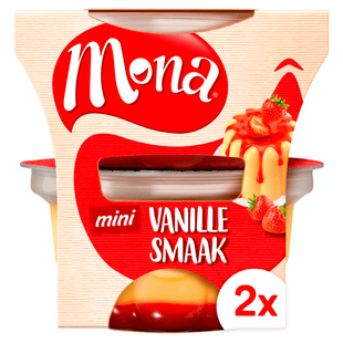 Mona Duopudding Vanille mit Erdbeersauce