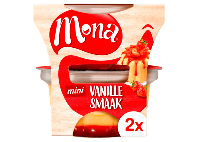 Mona Duopudding Vanille mit Erdbeersauce