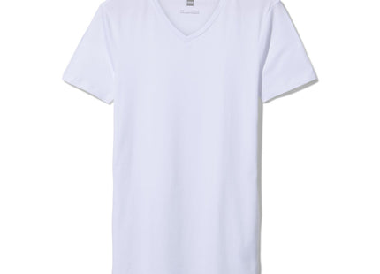 men's t-shirt slim fit v-neck extra long bamboo white