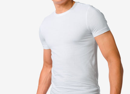 heren t-shirt slim fit o-hals extra lang bamboe wit