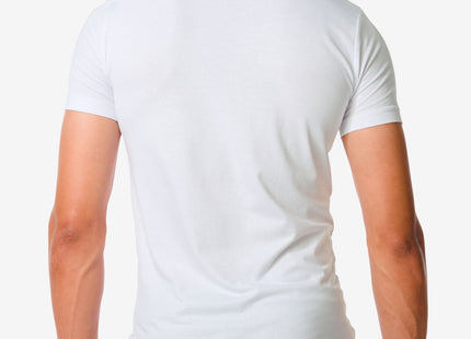 heren t-shirt slim fit o-hals extra lang bamboe wit